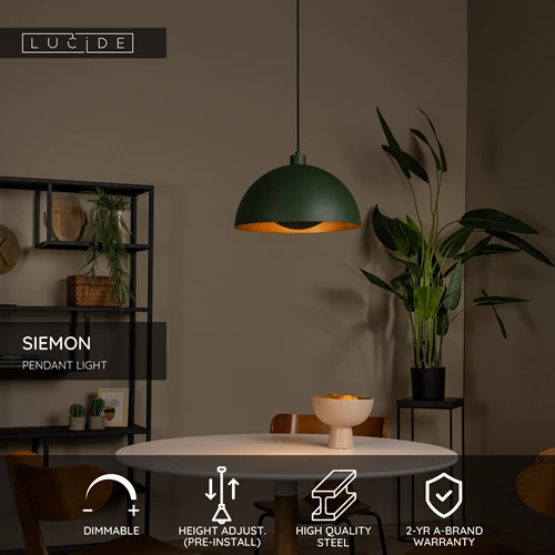 Lucide SIEMON - Pendant light - Ø 40 cm - 1xE27 - Green - USP